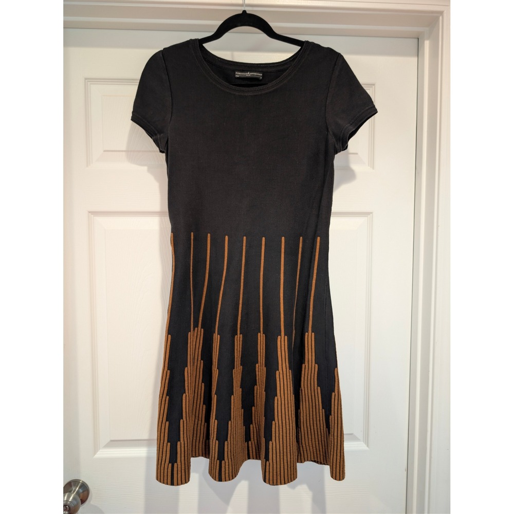 Peruvian Connection Pima Cotton Knit Dress Womens Medium Black Brown A-Line